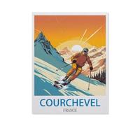 Courchevel, France | Affiche de Voyage Vintage Ski，1000 Pièces Puzzles - Jeux Éducatifs Jouets Joli Cadeau Assemblage Puzzles pour Adultes（75x50cm）-P4