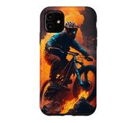 Coureur de vélo de Montagne avec des pneus en feu Coque pour iPhone 11
