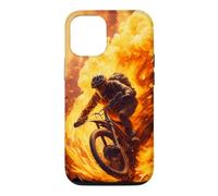 Coureur de vélo de Montagne avec des pneus en feu Coque pour iPhone 12/12 Pro