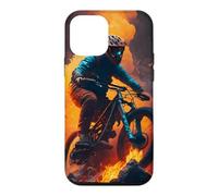 Coureur de vélo de Montagne avec des pneus en feu Coque pour iPhone 12 Mini