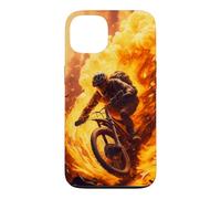Coureur de vélo de Montagne avec des pneus en feu Coque pour iPhone 13