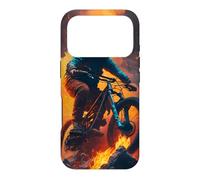 Coureur de vélo de Montagne avec des pneus en feu Coque pour iPhone 17 Pro