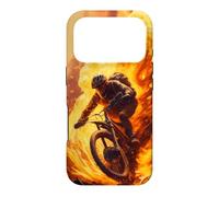 Coureur de vélo de Montagne avec des pneus en feu Coque pour iPhone 17 Pro