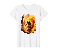 Coureur de vélo de Montagne avec des pneus en feu T-Shirt Graphique avec Valeur