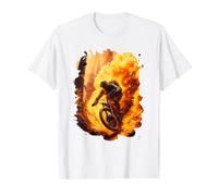 Coureur de vélo de Montagne avec des pneus en feu T-Shirt Graphique avec Valeur