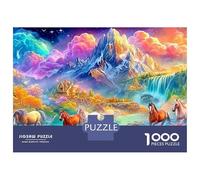 Courir des Chevaux dans la vallée de la Montagne Puzzle De 1000 Pièces Bon Cheval Parfait pour Le Lien Familial, Adultes Et Enfants 38x26cm/1000pcs