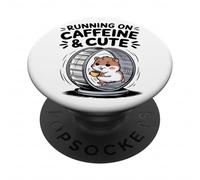 Courir sur de la caféine et Un Mignon Kawaii Hamster Coffee PopSockets PopGrip Adhésif