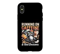 Courir sur la caféine et Les Mauvaises décisions Raton Laveur Coque pour iPhone X/XS