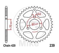 Couronne 44 dents Pas 420 noire diam.Int. 070 - Cercle trous 090