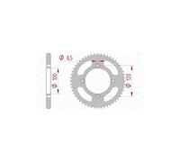 Afam Couronne arrière 38200 – Argentée (acier) 52 dents pas 428