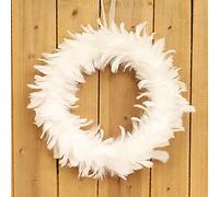 Couronne à plumes blanche de 30 cm - Décoration de table - Couronne de Noël - Couronne de Noël - Couronne à plumes - Fabriquée à la main - Couronne pour sticker mural - Décoration de chambre à coucher
