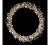 Couronne à suspendre en métal avec minuterie - Décoration de table - 40 LED - Diamètre : 30 cm - Blanc chaud - Batterie