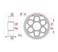 Couronne AFAM 40 dents acier standard pas 530 type 50900 n/a G