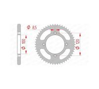 Couronne 52 dents acier standard pas 428 type 38200