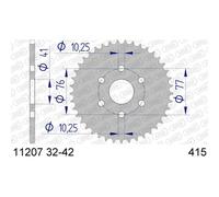 Couronne Afam Aluminium Ultralégère 11207-PAS 415 Pour Moto Pièces Accessoires