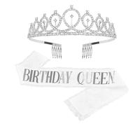 Couronne Anniversaire Echarpe Anniversaire, Couronne Strass avec Ceinture Echarpe“Birthday Queen”, Birthday Girl Echarpe Anniversaire, Decoration Anniversaire Fille, pour Cadeau D’anniversaire