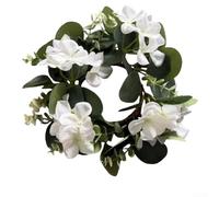 Couronne artificielle sur le thème du printemps avec marguerite en soie et eucalyptus pour porte d'entrée ou espace de vie, pièce décorative résistante à la décoloration (couronne blanche)