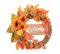 Couronne Automnale de Porte - Décor Érable et Action de Grâce,Couronne Artificielle pour Thanksgiving | pour Porte Mur Fenêtre Cheminée Entrée Maison Bureau Appartement Fête des
