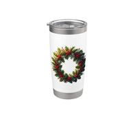 Couronne avec dupes de couleur rouge des bois saisonniers Gobelet isotherme en acier inoxydable double paroi