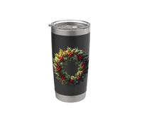 Couronne avec dupes de couleur rouge des bois saisonniers Gobelet isotherme en acier inoxydable double paroi