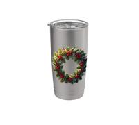 Couronne avec dupes de couleur rouge des bois saisonniers Gobelet isotherme en acier inoxydable double paroi