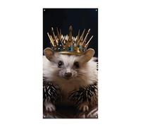 Couronne avec hérisson Couverture de porte Printemps Été à suspendre Drapeau Panneau de porche Extérieur Vacances Cour Décor pour porte d'entrée et porche