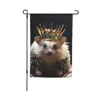 Couronne avec hérisson, drapeau de jardin double face pour ferme, vacances, cour, 30,5 x 45,7 cm, bannière extérieure saisonnière pour printemps, été, pelouse, porche, décoration d'intérieur, petit