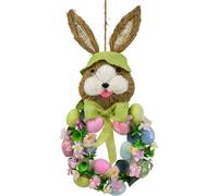 Couronne avec lapin et œufs verts 57x25 cm