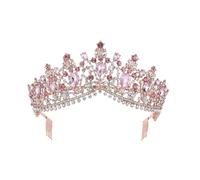 Couronne avec Peigne, Grand Diadème Alliage Rose | Fixation Sûre Cheveux Épais, Look de Mariée Élégant, pour Costume, Enterrement de Vie et Coiffure Relevée