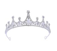 Couronne Baroque Argent,Diadème en Cristal Gothique Diadème de Mariage Diadème en Strass Bijoux de Tête de Mariée Banquet et Fête d'anniversaire
