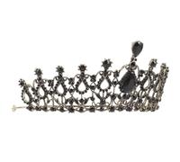Couronne Baroque Noire en Alliage pour Mariée, Ambiance Noël Élégante | Cristaux Brillants, Coiffe Raffinée pour Chignons ou Tresses, Port Confortable, Mariage, Anniversaire et Spectacle