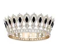 Couronne Baroque pour Femme,Couronne Princesse Vintage,Diademe Femme de Mariée avec Strass-pour les Anniversaires,le Cosplay et la Décoration (Or antique + Noir)