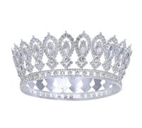 Couronne Baroque pour Femme,Couronne Princesse Vintage,Diademe Femme de Mariée avec Strass-pour les Anniversaires,le Cosplay et la Décoration (Argent + Blanc)