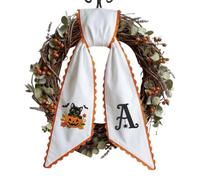 Couronne brodée - Écharpe - Broderie saisonnière - Nœuds de | Écharpes saisonnières pour Thanksgiving, intérieur, extérieur, ferme, fenêtre, maison, fête, vacances