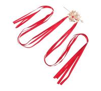 Couronne Capillaire Chinoise Artisanale en Alliage Rouge à Pompons Dorés | Style Hanfu Vintage, Détails Brillants et Métal Doré, pour Mariages, Scène, Cosplay, Danse Traditionnelle