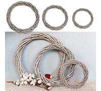 Couronne chic en rotin pour décoration de sapins de Noël et lieux de mariage - 20 cm