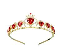 Couronne coeur rouge Couronne de mariage en cristal pour femmes Bandeau diadème en strass rouge Couronne Raiponce Accessoires de cheveux de princesse reine pour anniversaire, bal de promo