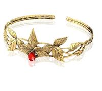 Couronne Couronne d'elfe avec oreilles, feuille de métal et cristal multicolore(1gold red)