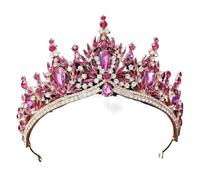 Couronne Couronne diadème Bandeaux de mode Couronn Couronne diadème baroque élégant for femmes, accessoires de cheveux for fête de mariage et filles(Rose Red Gold)