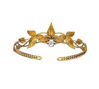 Couronne Couronne diadème Bandeaux de mode Couronn Feuille de métal de déesse de fête de couronne avec coiffure d'elfe de couronne de cristal(Gold White)