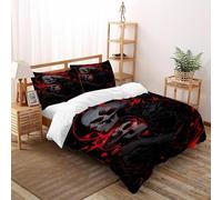Couronne crâne Housse De Couette 3 Pièces 3D Motif Gothic Themes Ensemble De Literie Microfibre pour Adulte Et Enfant avec Taies d'oreiller Double（200x200cm）