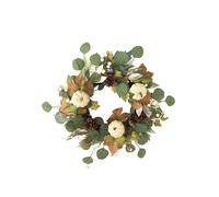 Couronne d’Automne 50cm avec Citrouilles - Base en Rotin et Matériaux Naturels : Pomme de Pin