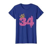 Couronne d'anniversaire 34 Ans pour Anniversaire de 34 Ans T-Shirt, Femme, Bleu Royal, S