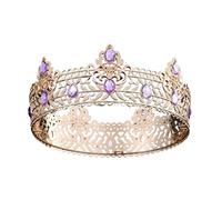 Couronne D'anniversaire Accessoires For Cheveux Étudiant Adulte Petite Princesse Couronne De Mariage Ronde Cadeau De Mariée Délicat Confortable(Gold Purple)