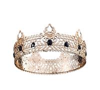 Couronne D'anniversaire Accessoires For Cheveux Étudiant Adulte Petite Princesse Couronne De Mariage Ronde Cadeau De Mariée Délicat Confortable(Gold Black)