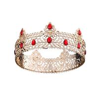 Couronne D'anniversaire Accessoires For Cheveux Étudiant Adulte Petite Princesse Couronne De Mariage Ronde Cadeau De Mariée Délicat Confortable(Gold Red)