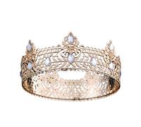 Couronne D'anniversaire Accessoires For Cheveux Étudiant Adulte Petite Princesse Couronne De Mariage Ronde Cadeau De Mariée Délicat Confortable(Gold White)