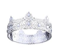 Couronne D'anniversaire Accessoires For Cheveux Étudiant Adulte Petite Princesse Couronne De Mariage Ronde Cadeau De Mariée Délicat Confortable(Silver White Silver Red)
