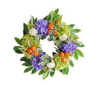 Couronne d'automne Artificielle avec Petites Oranges Fleurs Violettes Couronne d'automne Simulée Guirlandes De Porte D'entrée pour Fête De Mariage