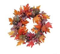 Couronne d'automne artificielle de 50 cm avec baies et feuilles d'automne pour décoration de porte d'entrée, porche, festival, Thanksgiving, décoration de vacances de ferme